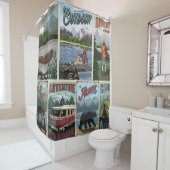 Freizeit Vintage Plakate Set mit Kanu  Duschvorhang (Beispiel)