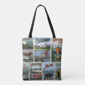 Freizeit Vintage Plakate Set mit Kanu Tasche (Rückseite)