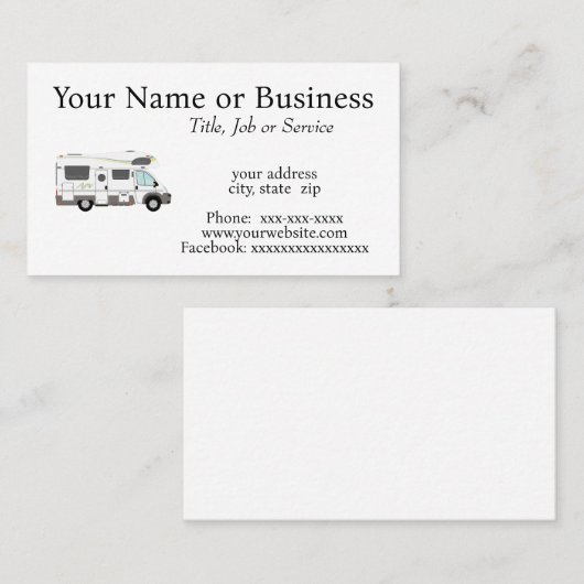 Freizeitfahrzeug Visitenkarte (Vorne/Hinten)