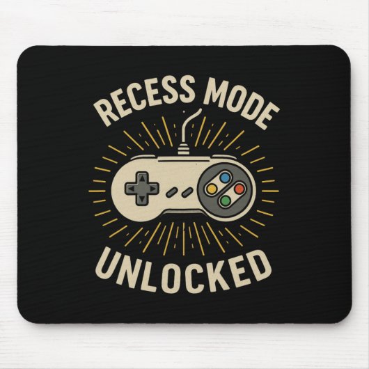 Freizeitmodus freigeschaltet Retro-Schul-Gamer-Con Mousepad (Vorne)