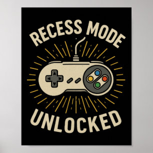 Freizeitmodus freigeschaltet Retro-Schul-Gamer-Con Poster