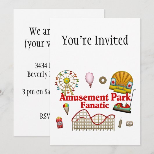 Freizeitpark Fanatic Einladung (Vorne/Hinten)