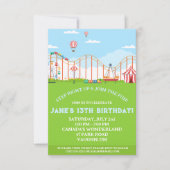 Freizeitpark Geburtstagsparty Einladung (Vorderseite)