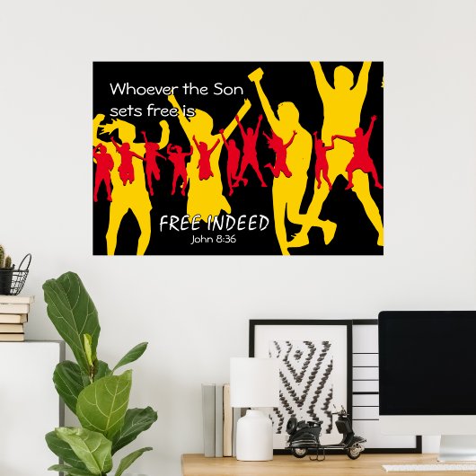 FREIZÜGIGKEIT | John 8:36 BLACK Poster (Heimbüro)