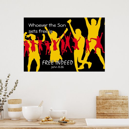 FREIZÜGIGKEIT | John 8:36 BLACK Poster (Küche)