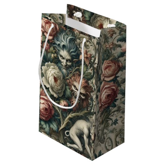 Fremde im Park at Night - Gotisch Viktorianisch Kleine Geschenktüte (Rückseite Schrägansicht)