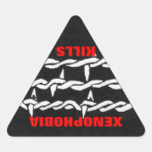 Fremdenfeindlichkeit tötet Aufkleber (Vorderseite)