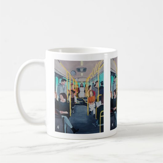Fremder im Bus Gemälde von Alfred Fox Kaffeetasse (Links)