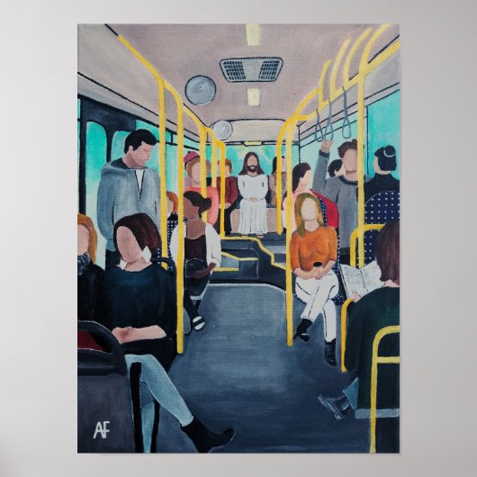 Fremder im Bus Gemälde von Alfred Fox Poster (Vorne)