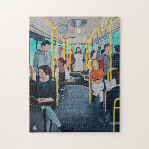 Fremder im Bus Gemälde von Alfred Fox Puzzle