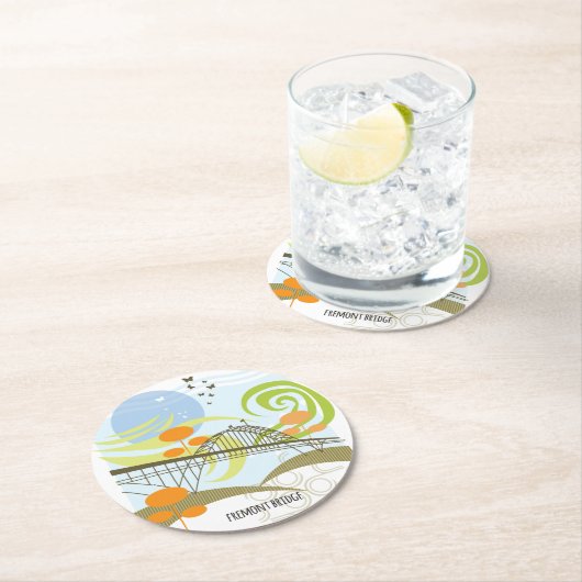 Fremont-Brücken-Portland-Untersetzer Runder Pappuntersetzer (Vor Ort)