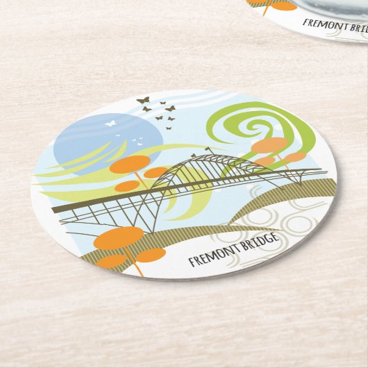 Fremont-Brücken-Portland-Untersetzer Runder Pappuntersetzer (Angewinkelt)