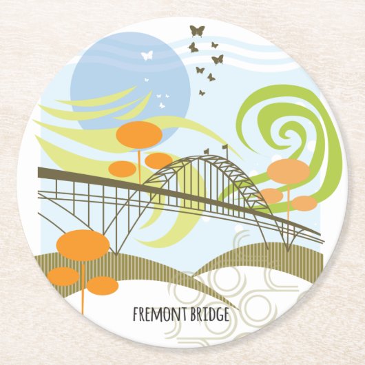 Fremont-Brücken-Portland-Untersetzer Runder Pappuntersetzer (Vorderseite)