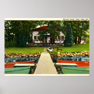 Fremont, Indiana Mirador Hotel auf dem Clear Lake Poster