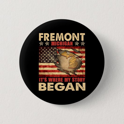 Fremont Michigan Usa Flag 4. Juli Button (Vorderseite)