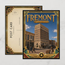 Fremont Nebraska Vintage Art Deco Goldenes Zeitalt