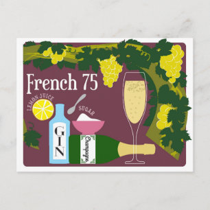 French 75 Champagner Cocktail Postkarte