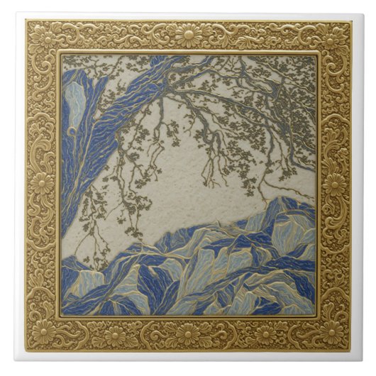 French Alps Gold Silber + Lapis Keramikfliese (Vorderseite)