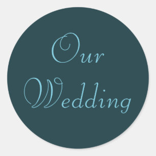 French Aqua Unsere Hochzeitsticker Runder Aufkleber