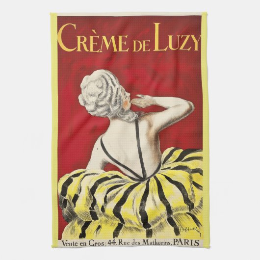 French art nouveau beauty Creme de Luzy advertisem Geschirrtuch (Vertikal)