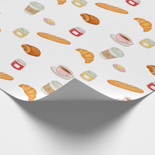 French Bakery Morning Pattern Geschenkpapier (Ecke)