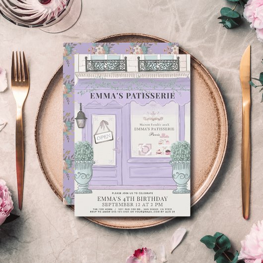 French Bakery Paris Lavender Girl Birthday Einladung