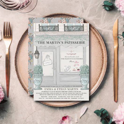 French Bakery Patisserie Gray Baby Showroom by Mai Einladung
