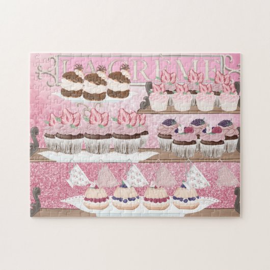French Bakery Shop Cupcake Shelves Girl Niedlich Puzzle (Horizontal)