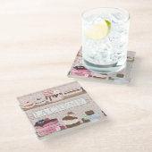 French Bakery Shop Pastries Macarons Tortes Glasuntersetzer (Schrägansicht)