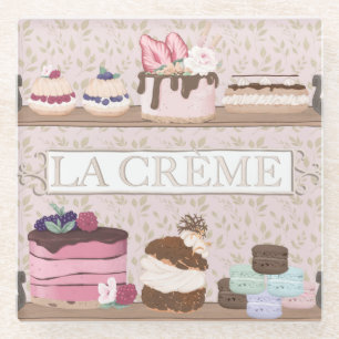 French Bakery Shop Pastries Macarons Tortes Glasuntersetzer