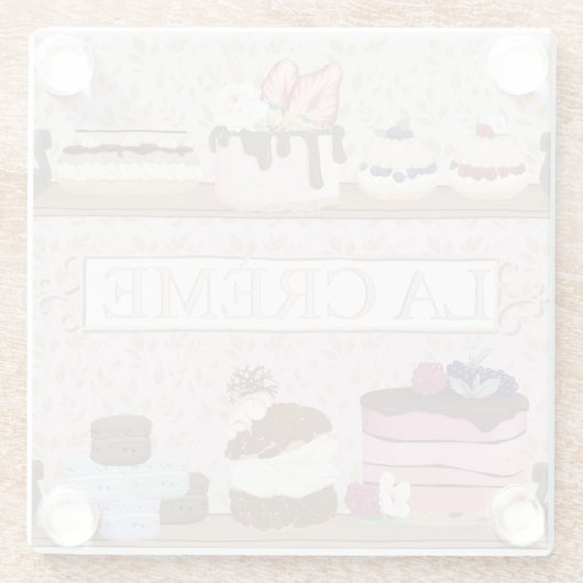 French Bakery Shop Pastries Macarons Tortes Glasuntersetzer (Rückseite)