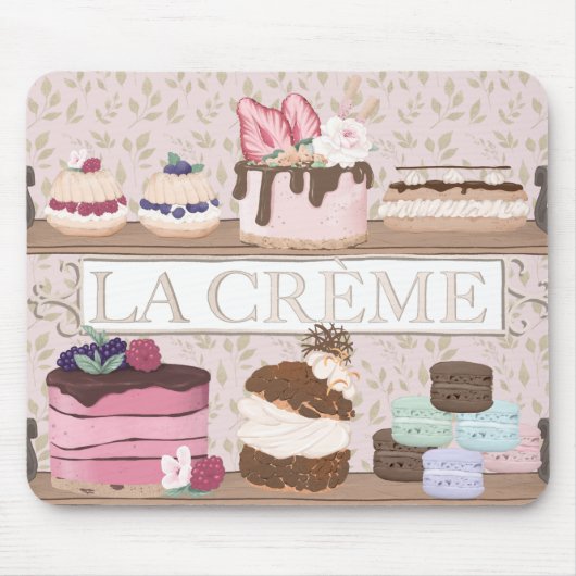 French Bakery Shop Pastries Macarons Tortes Mousepad (Vorne)