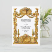 French Baroque Rococo Color Floral Border Einladung (Stehend Vorderseite)