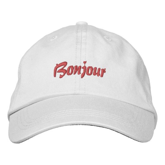 French Baseball Cap Bonjour Bestickte Baseballkappe (Vorderseite)