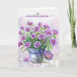 French Birthday Bon Anniversaire Purple Asters Karte