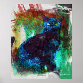 French Black Cat "Chat Noir" Abstrakt Art Poster