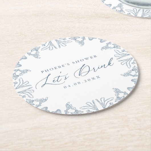 French Blue Chinoiserie Blumendusche Untersetzer (Angewinkelt)