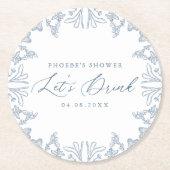 French Blue Chinoiserie Blumendusche Untersetzer (Vorderseite)