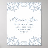 French Blue Chinoiserie Floral Bridal Mimosa Bar Poster (Vorne)