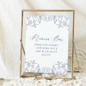 French Blue Chinoiserie Floral Bridal Mimosa Bar Poster