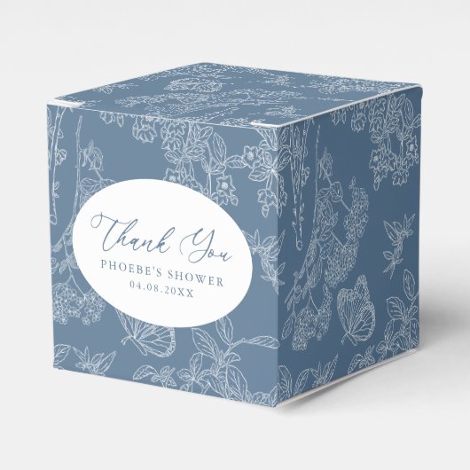 French Blue Chinoiserie Floral Geschenkschachtel (Vorderseite)