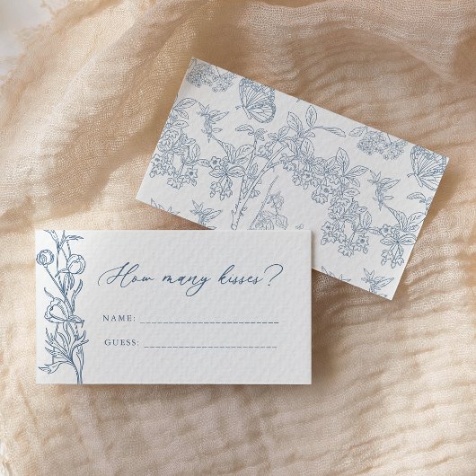 French Blue Chinoiserie Wie viele Kisses Game Begleitkarte