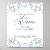 French Blue Chinoiserie Wie viele Kisses Game Poster (Vorne)
