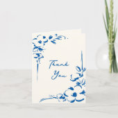 French Blue Countryside Garden Floral Wedding Dankeskarte (Vorderseite)