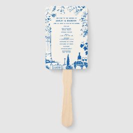 French Blue European Garden Wedding Program Fächer