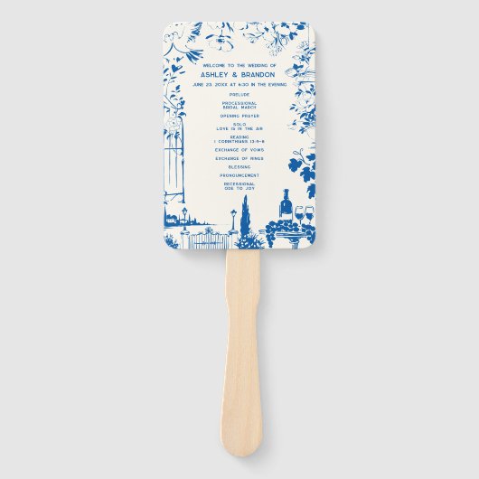 French Blue European Garden Wedding Program Fächer (Vorderseite)