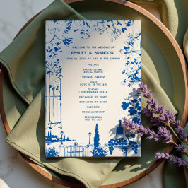 French Blue European Garden Whimsical Wedding Programm