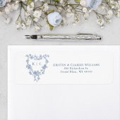French Blue Floral Monogram Crest