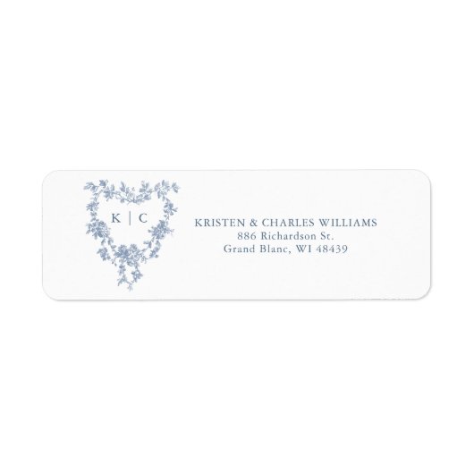 French Blue Floral Monogram Crest (Vorne)