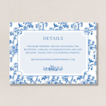 French Blue Floral Toile de Jouy Wedding Details